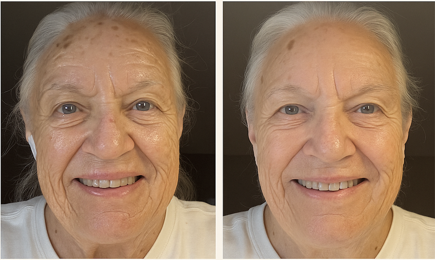 Visible skin rejuvenation results on mature male customer after Liornelle skincare ritual