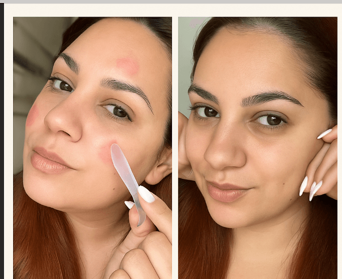  Lightweight texture for sensitive skin – applying Lionelle cream by hand.
