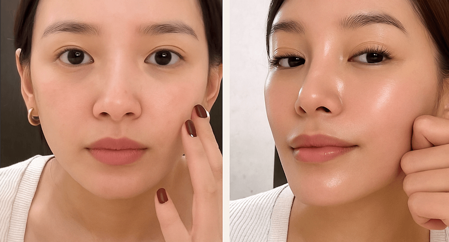  Improved skin texture and tone after using collagen-infused PDRN cream.