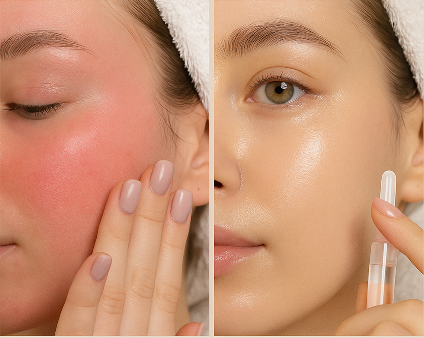 Mild redness after microneedling serum application – skin reaction close-up